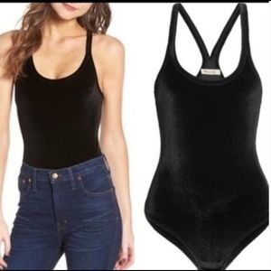 Madewell Black Velvet Bodysuit